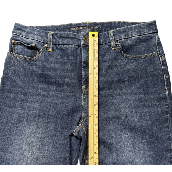 The So Lifting Slim Leg By Chico’s Jeans 1 Short 8 Blue Mid Rise Stretch Denim - Picture 8 of 9